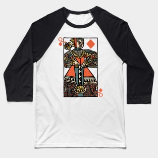 Character of Playing Card Queen of Diamonds Baseball T-Shirt